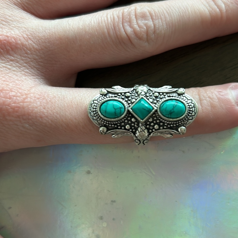 💍 Beautiful Turquoise Crystal Gemstone Ring 💍 - Picture 5 of 7